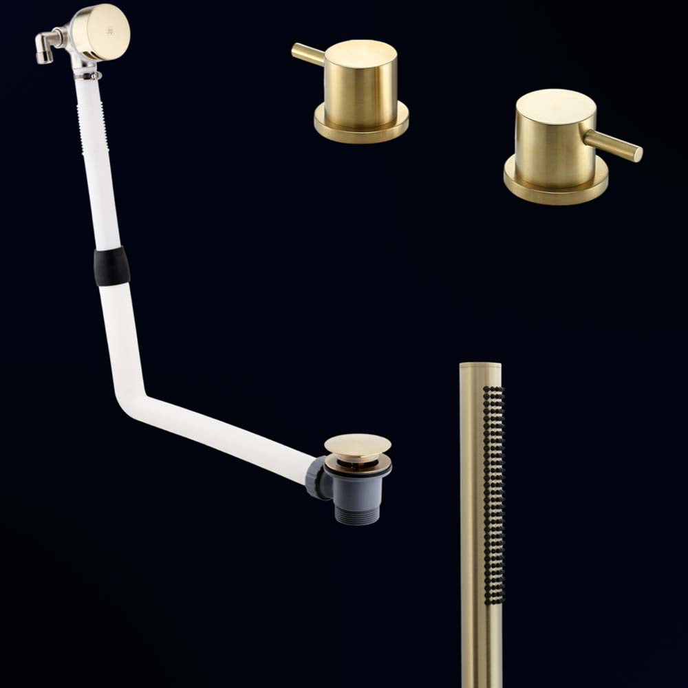 brushed brass bath valves with click clack waste