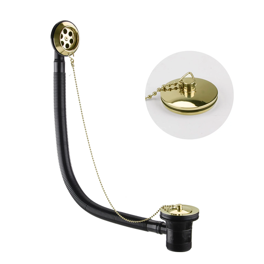 Brushed brass bath waste 1200