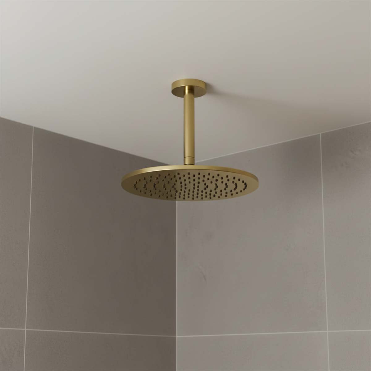 brushed brass ceiling fix shower head 150mm