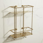 brushed brass double tier shower caddy