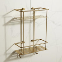 brushed brass double tier shower caddy