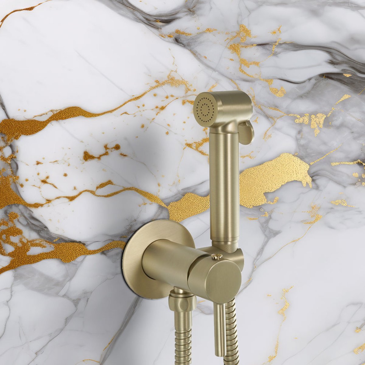 Gold Douche Shower Kit with Temperature Control - Brushed Brass Finish Secondary image