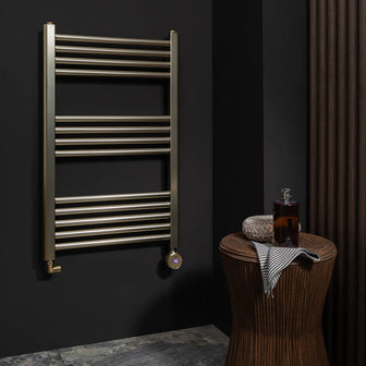 brushed brass electric towel radiator  Main image