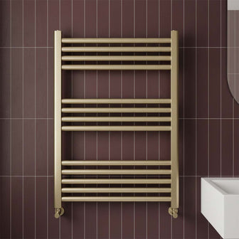 brushed brass heated towel rail dual fuel  Main image