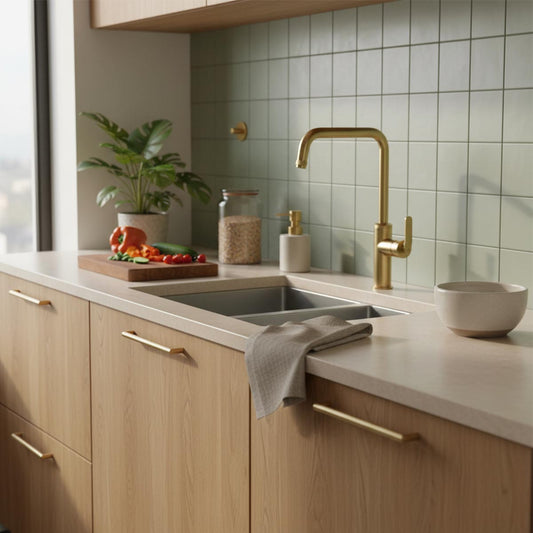 brushed brass kitchen tap