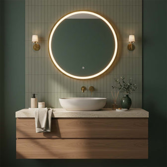 brushed brass led bathroom mirror Main image