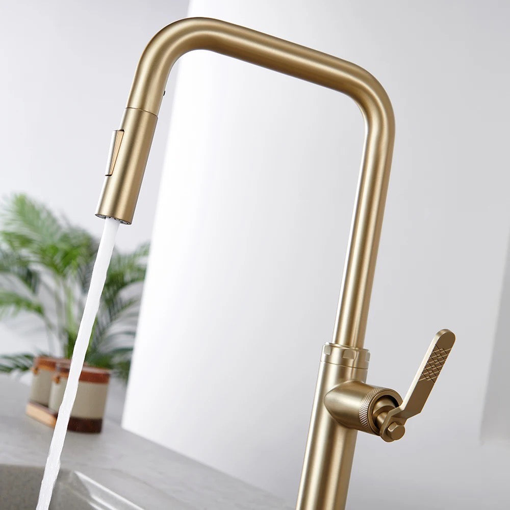 Single Lever Mono Kitchen Mixer with Pull Out  Spray - Brushed Brass Secondary image