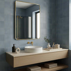brushed brass rectangular bathroom mirror 