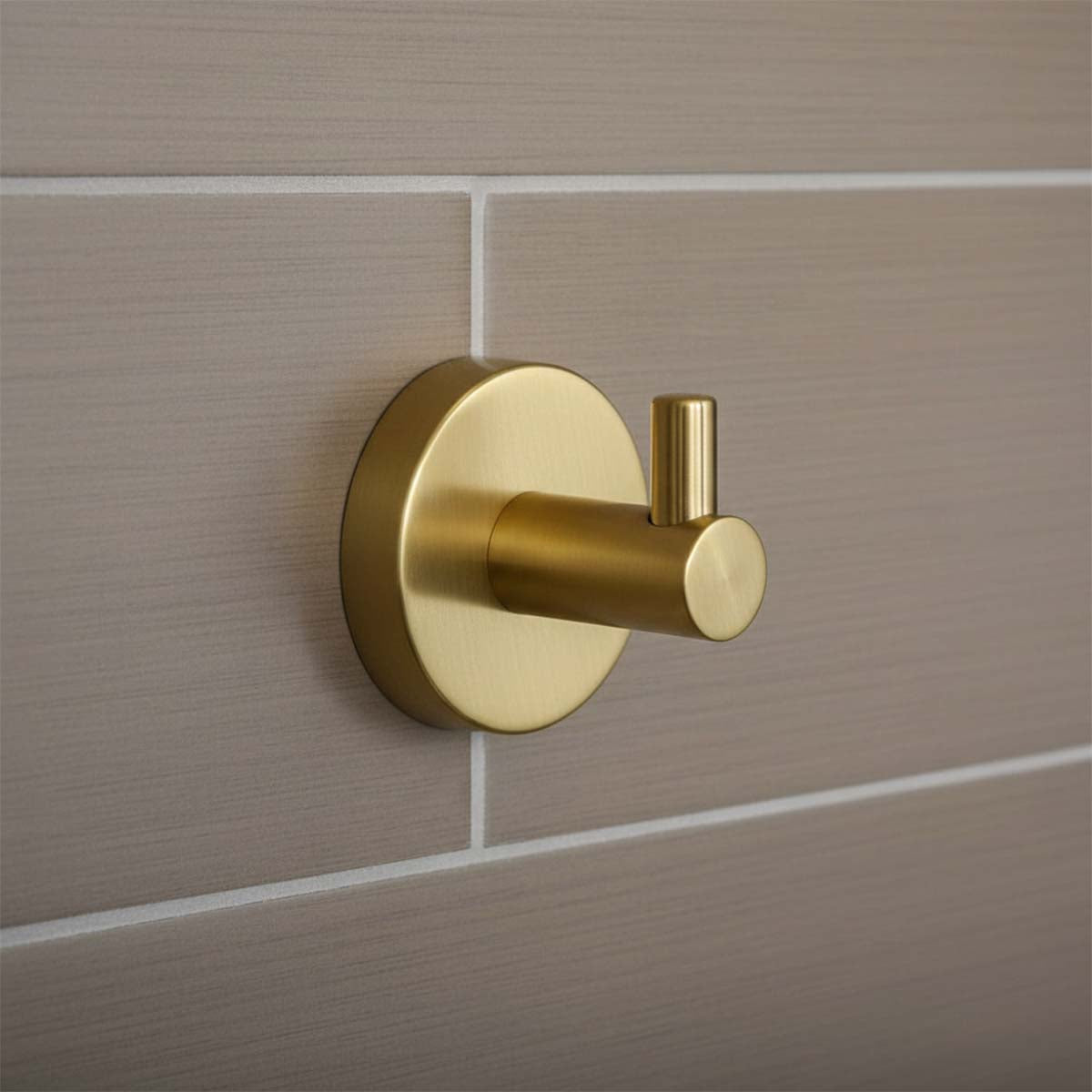 brushed brass single robe hook 
