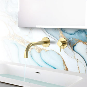 Gold Single Lever Wall Mounted Basin Mixer Tap -  200mm Main image