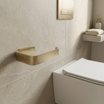 brushed brass square toilet roll holder  Main image