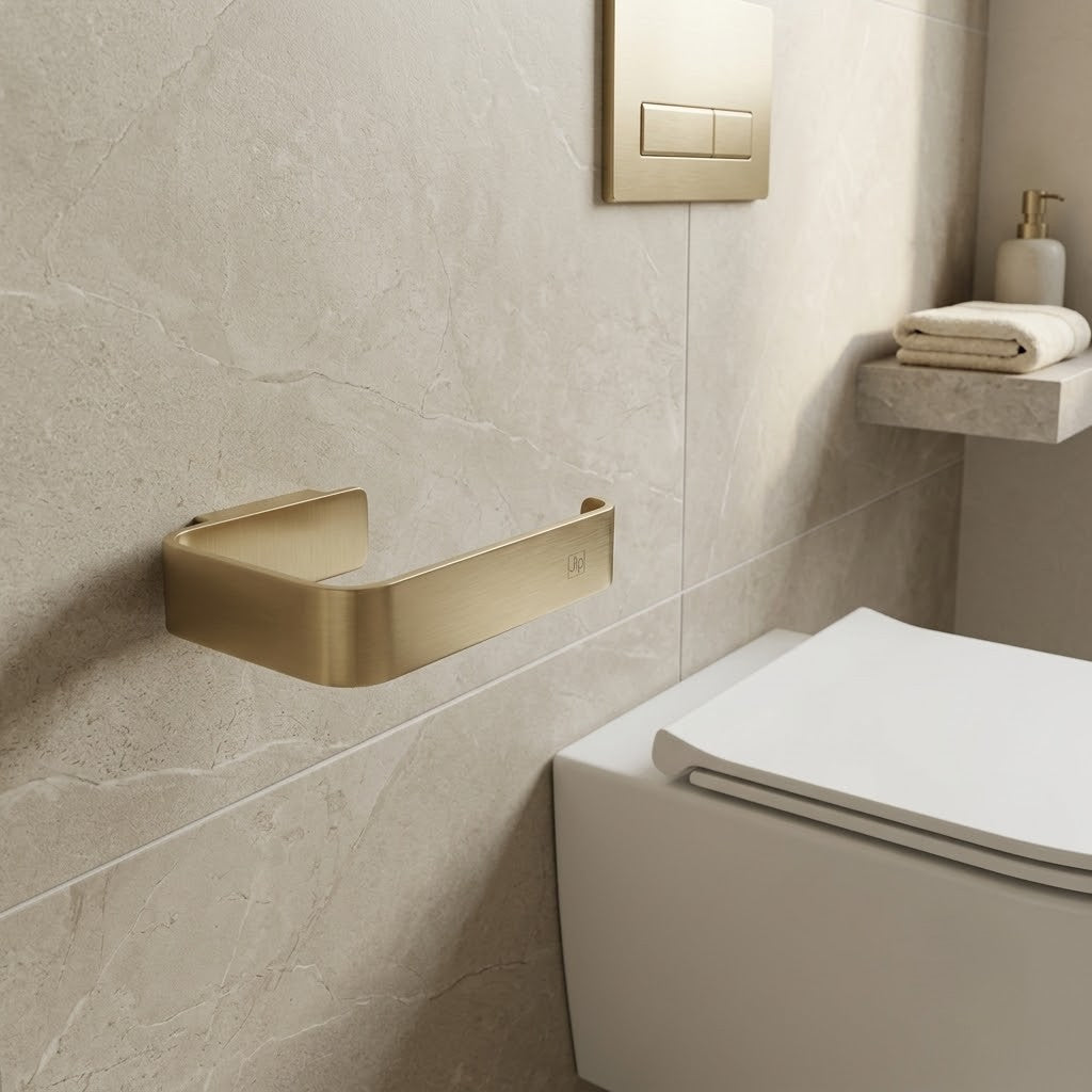 brushed brass square toilet roll holder 