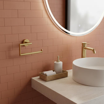 brushed brass square towel holder Main image