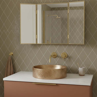 Single Lever Wall Mounted Basin Tap Knurled Handle 250mm Slim Spout - Brushed Brass Secondary image