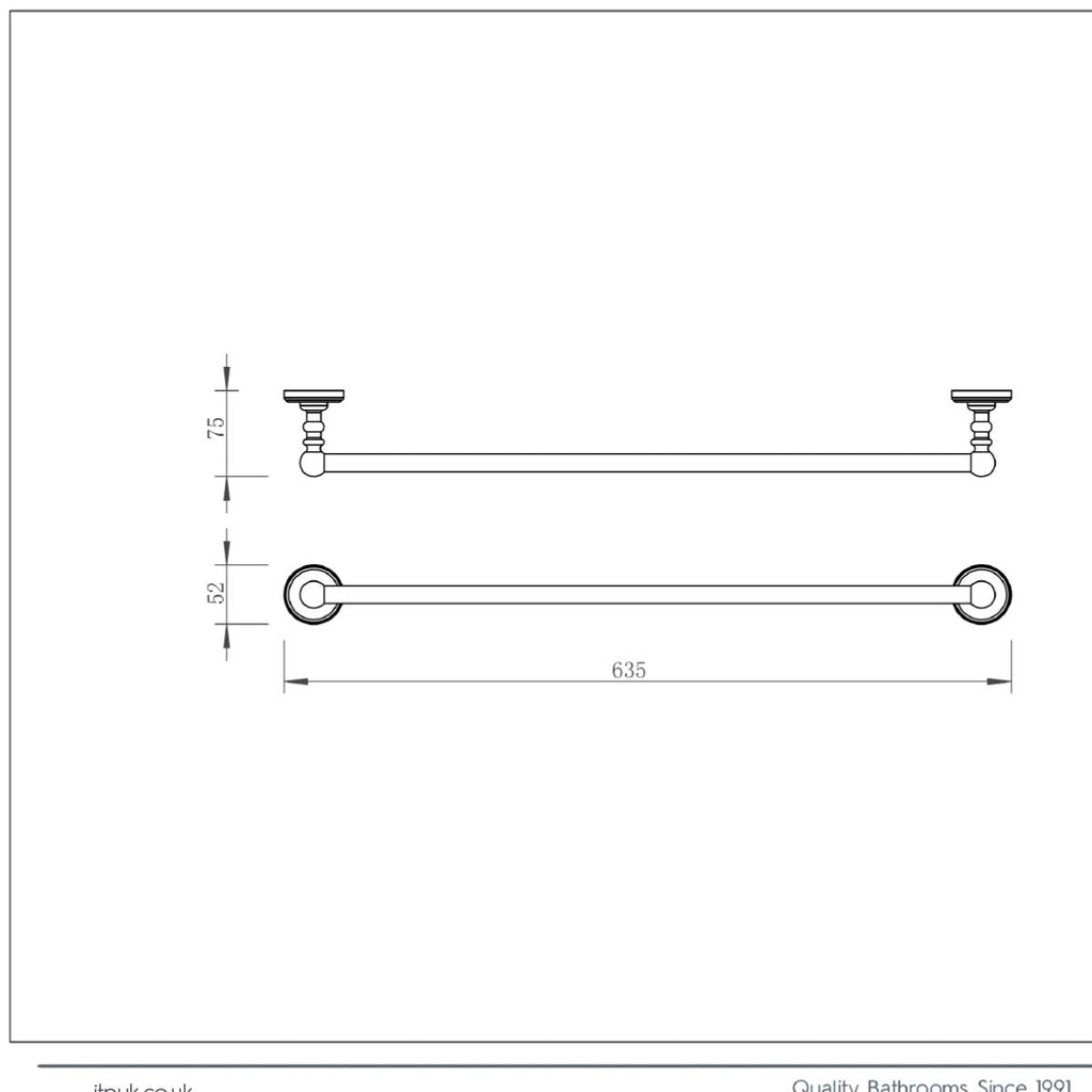 brushed brass towel bar holder technical