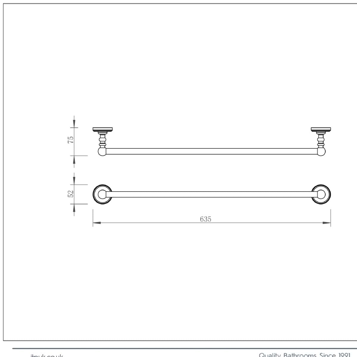 brushed brass towel bar holder technical