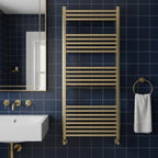 brushed brass dual fuel towel rail