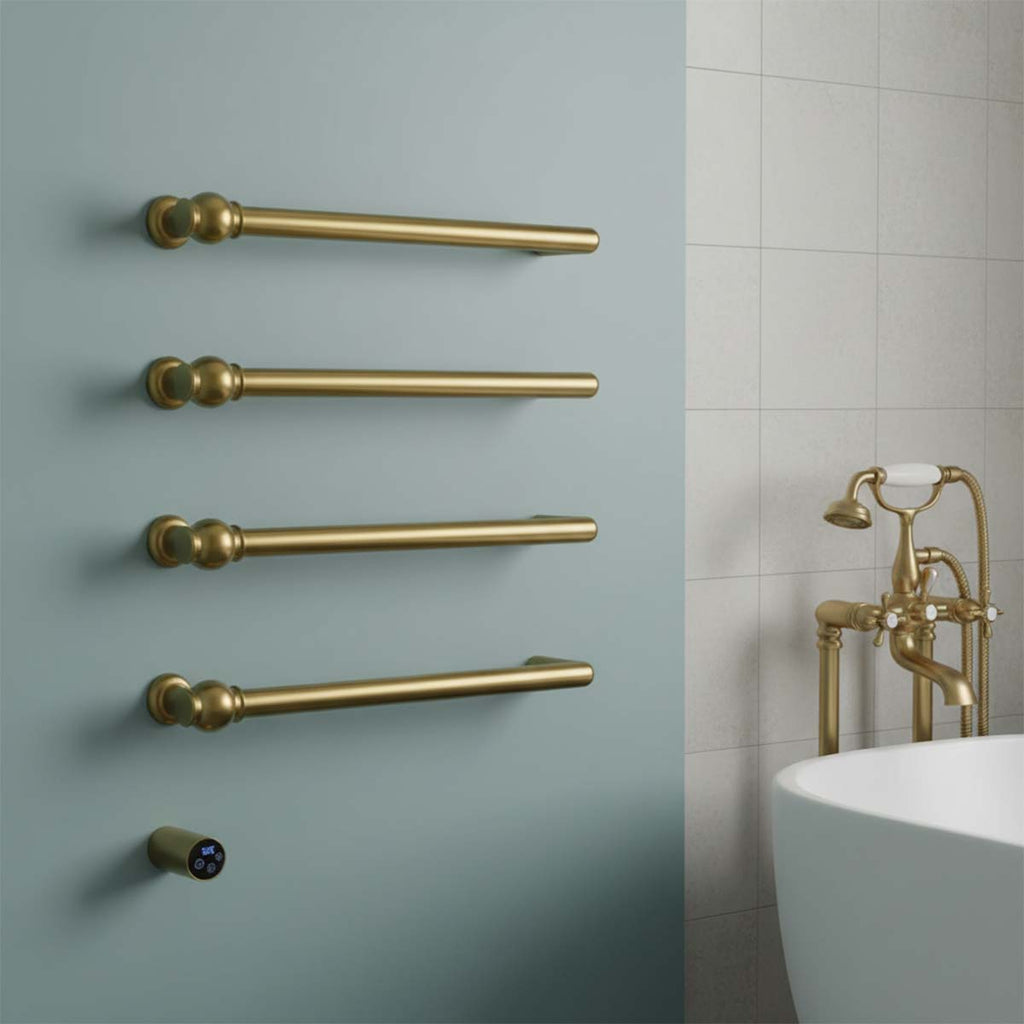 brushed brass traditional electric towel radiator bars