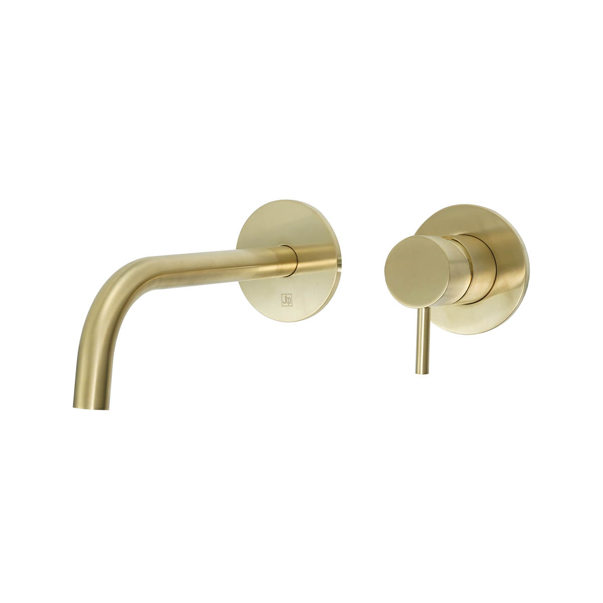 brushed brass wall mounted 2 hole bathroom sink tap 150mm spout