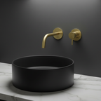 brushed brass wall mounted basin mixer tap