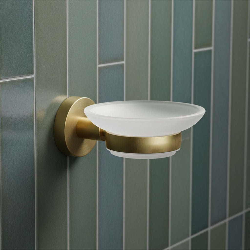 brushed brass wall mounted soap dish