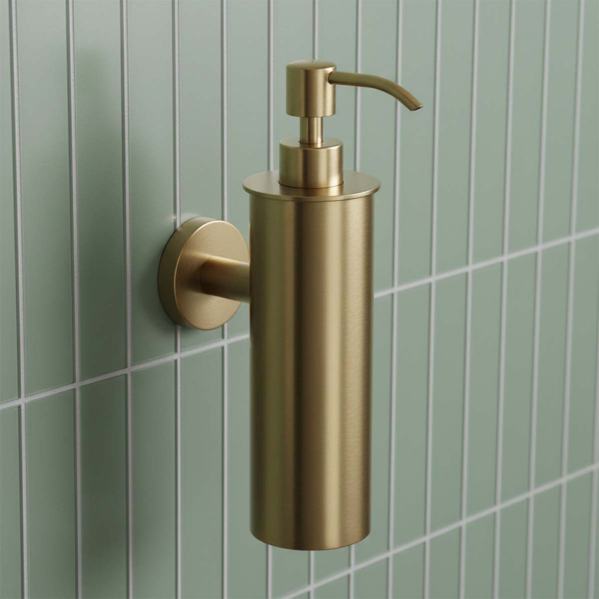 brushed brass wall mounted soap dispenser