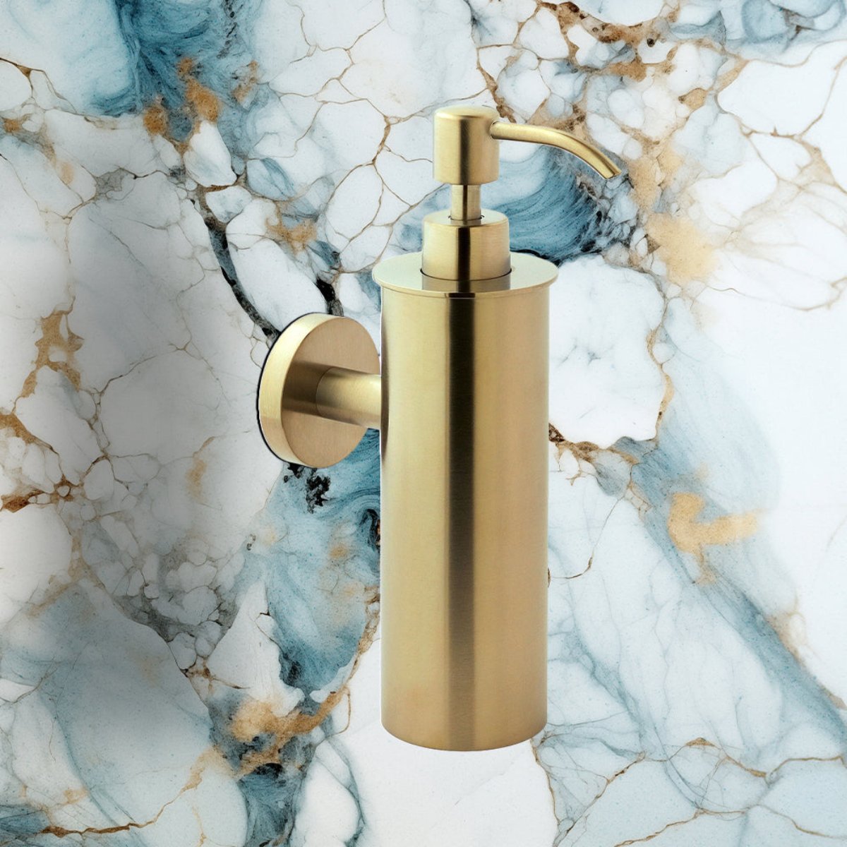 brushed brass wall mounted soap dispenser