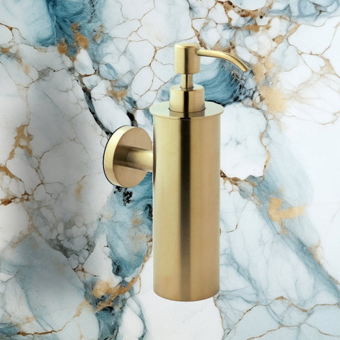 brushed brass wall mounted soap dispenser