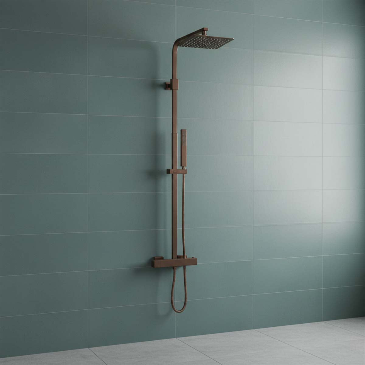 exposed brushed bronze 2 outlet shower system 