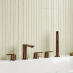 brushed bronze 5 hole bath tap with shower kit deck mounted 