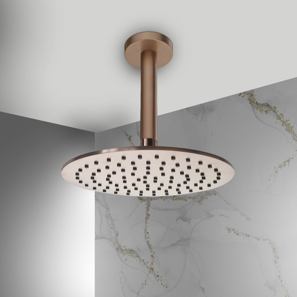 brushed bronze ceiling shower arm and shower head Main image