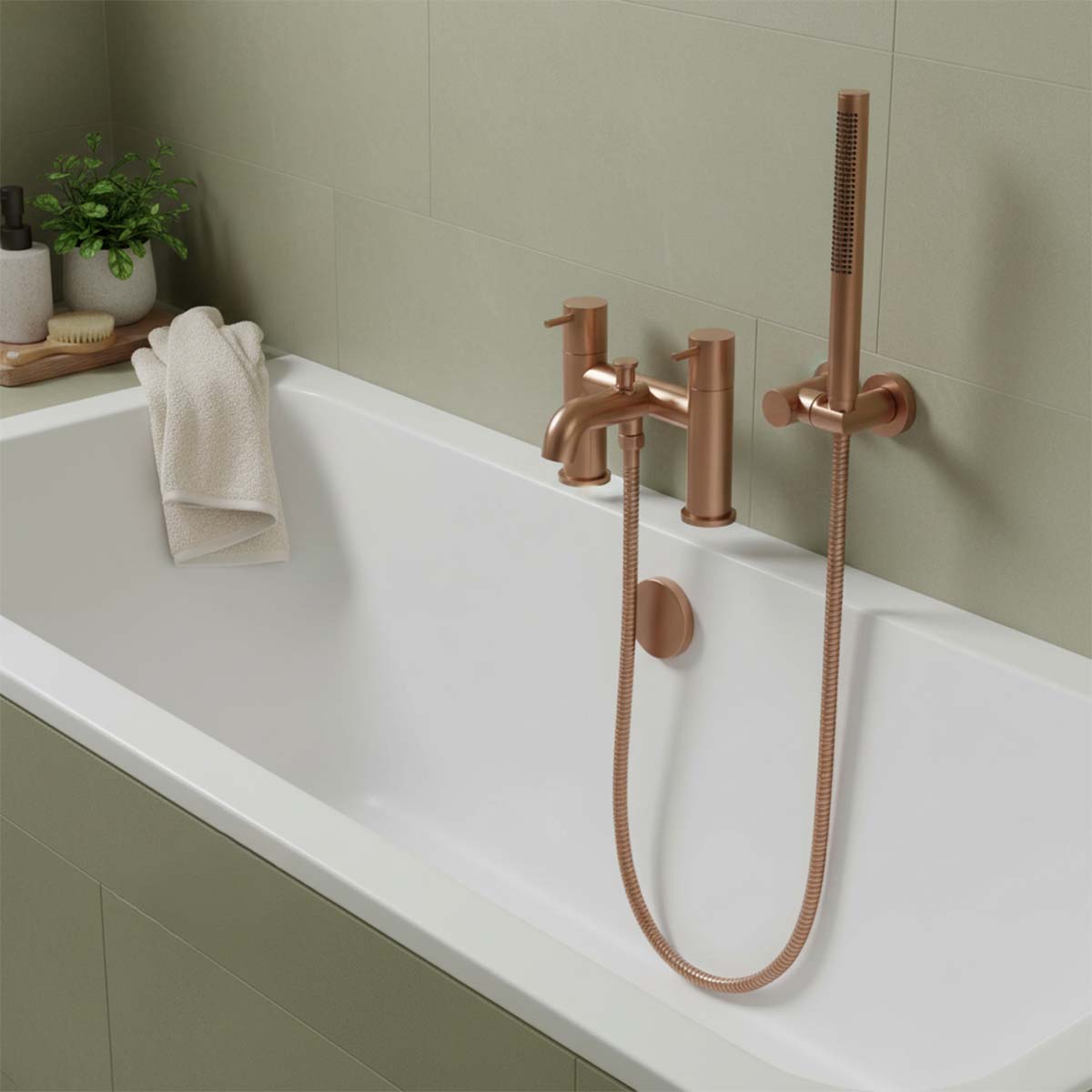 brushed bronze deck mounted bath shower mixer tap 