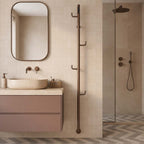 brushed bronze electric heated towel bar with hooks and control timer 