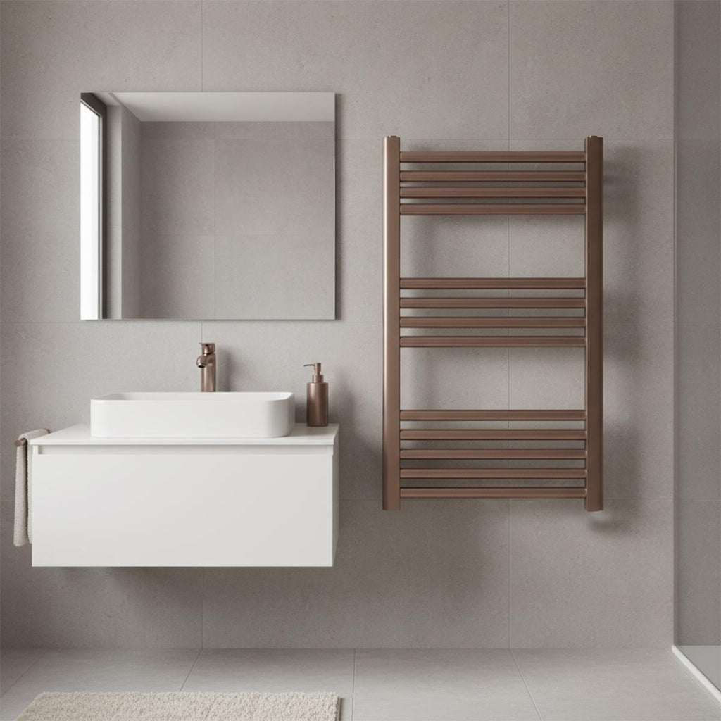 brushed bronze electric towel radiator 