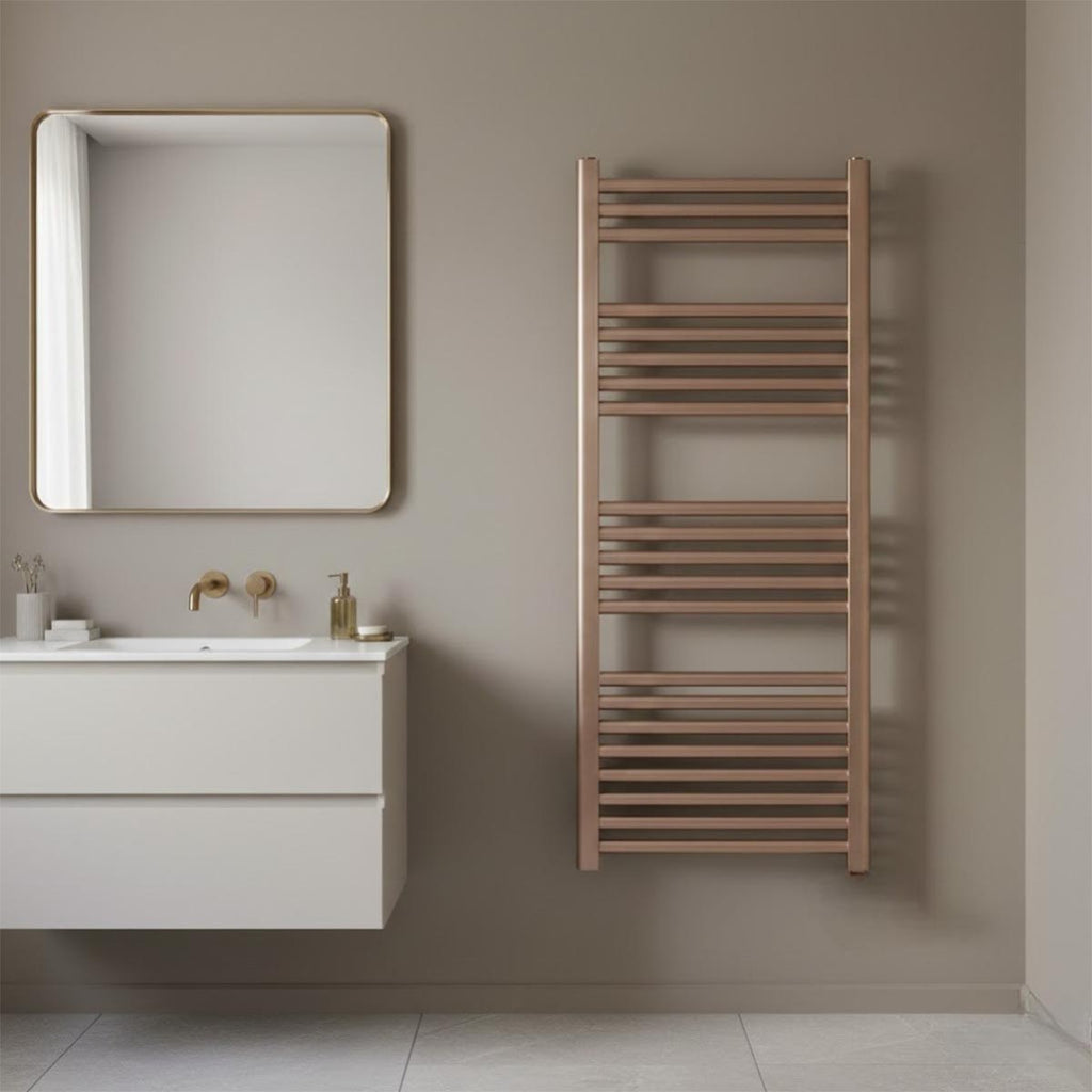brushed bronze electric towel rail