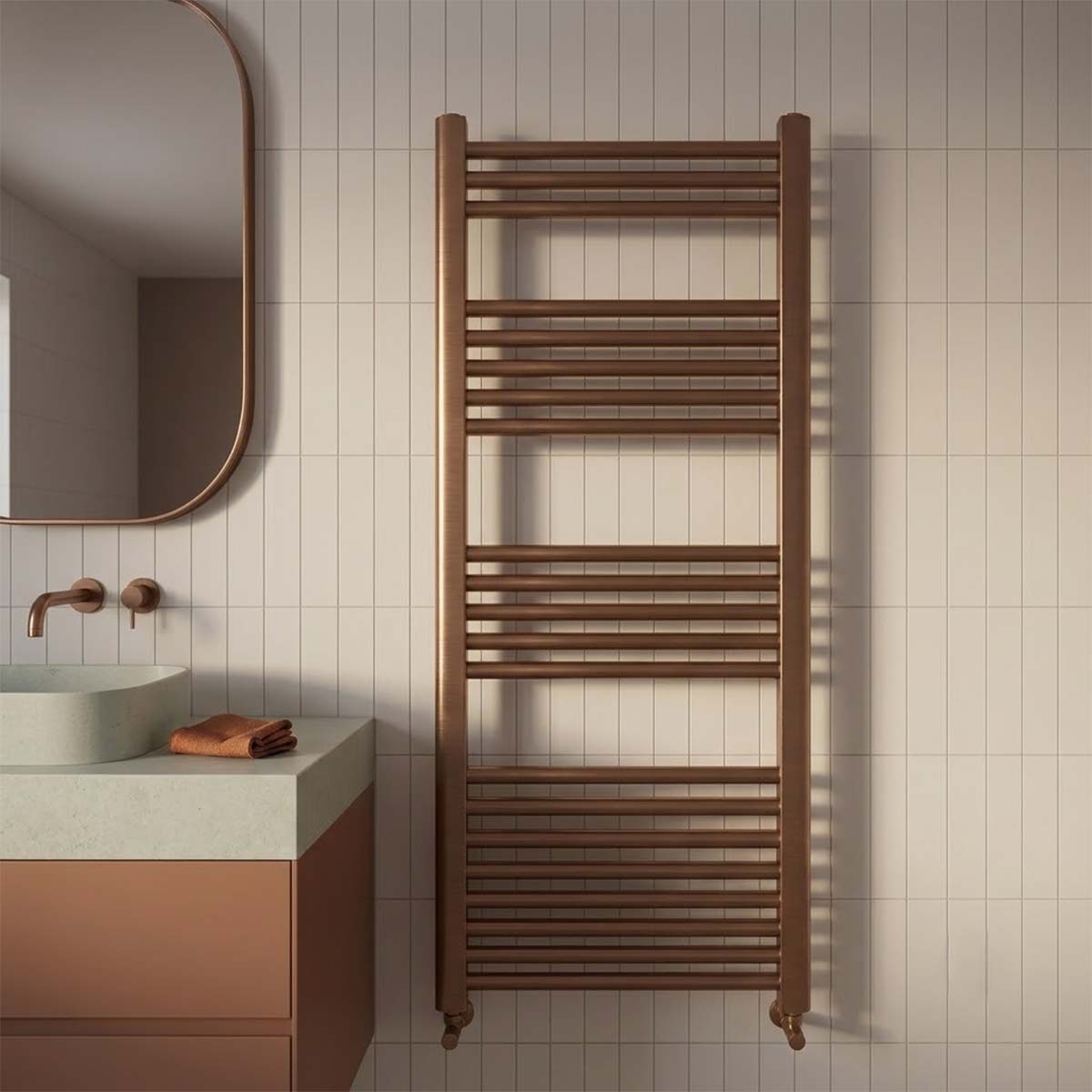 brushed bronze heated  towel warmer 1200mm