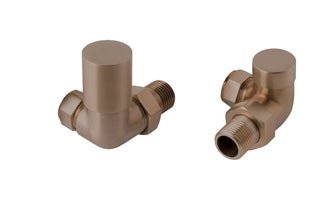Bronze Corner Radiator Valves - Brushed Finish Secondary image