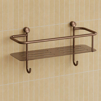 brushed bronze shower basket single tier with hanging hooks Main image
