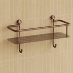 brushed bronze shower basket single tier with hanging hooks