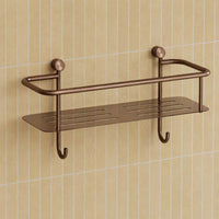 brushed bronze shower basket single tier with hanging hooks