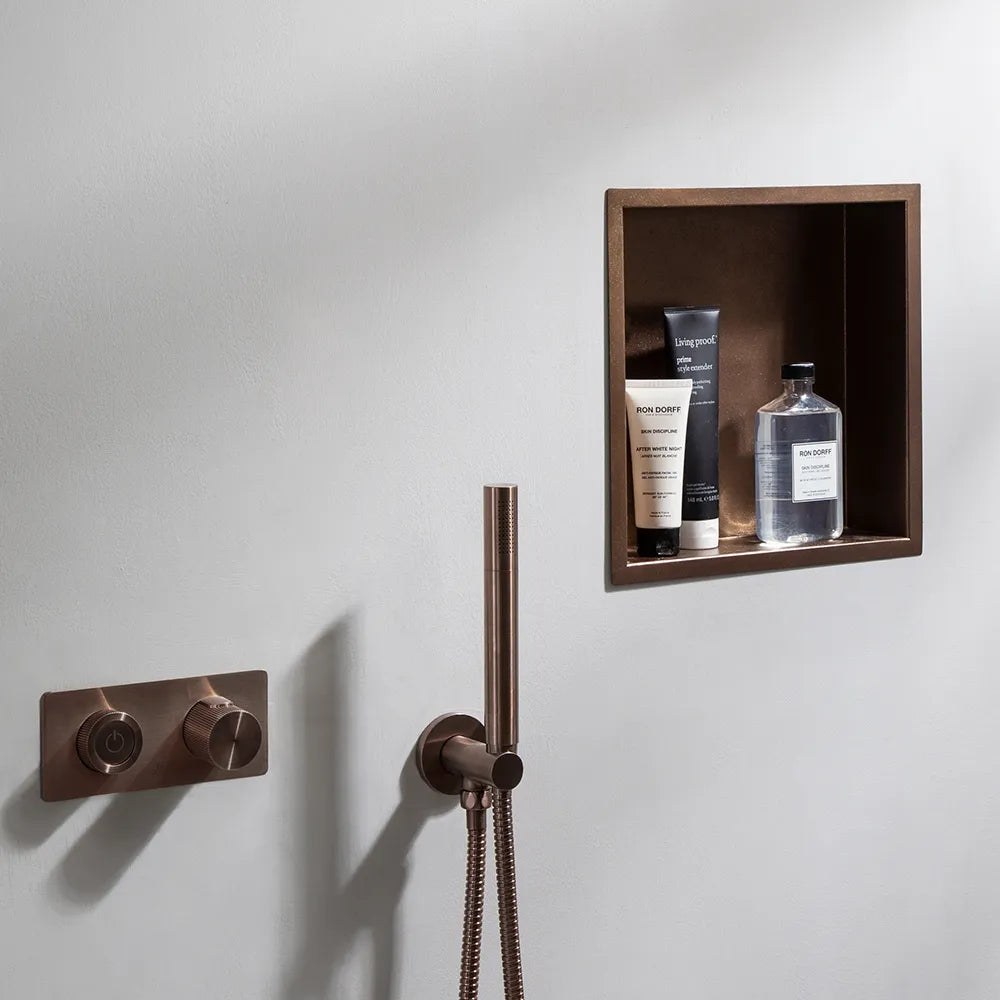 Square Shower Wall Niche - Brushed Bronze