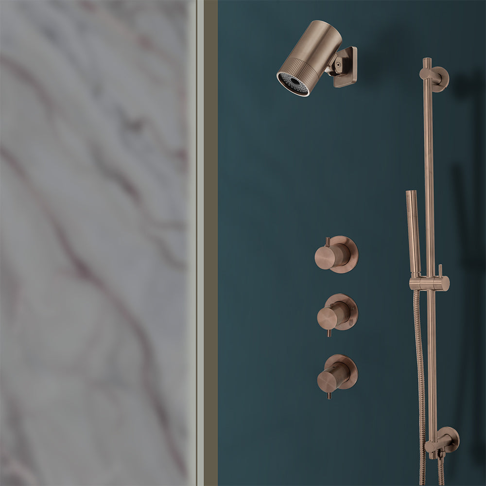 Brushed Bronze Thermostatic Concealed 2 Outlet Shower Valve Secondary image