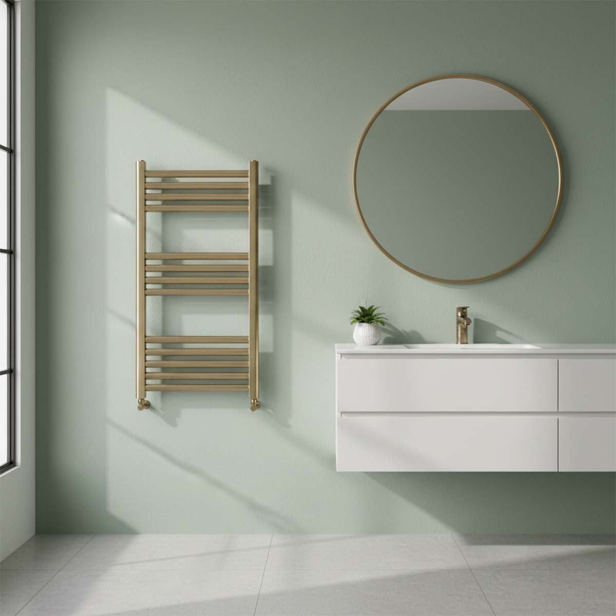 brushed gold bathroom radiator Main image