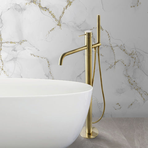 brushed gold freestanding bath tap