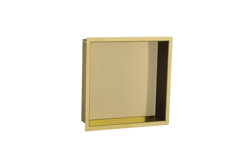 Square brushed gold shower niche