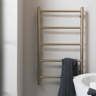 brushed brass towel radiator dual fuel  Main image