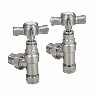 brushed nickel traditional angled radiator valves Main image