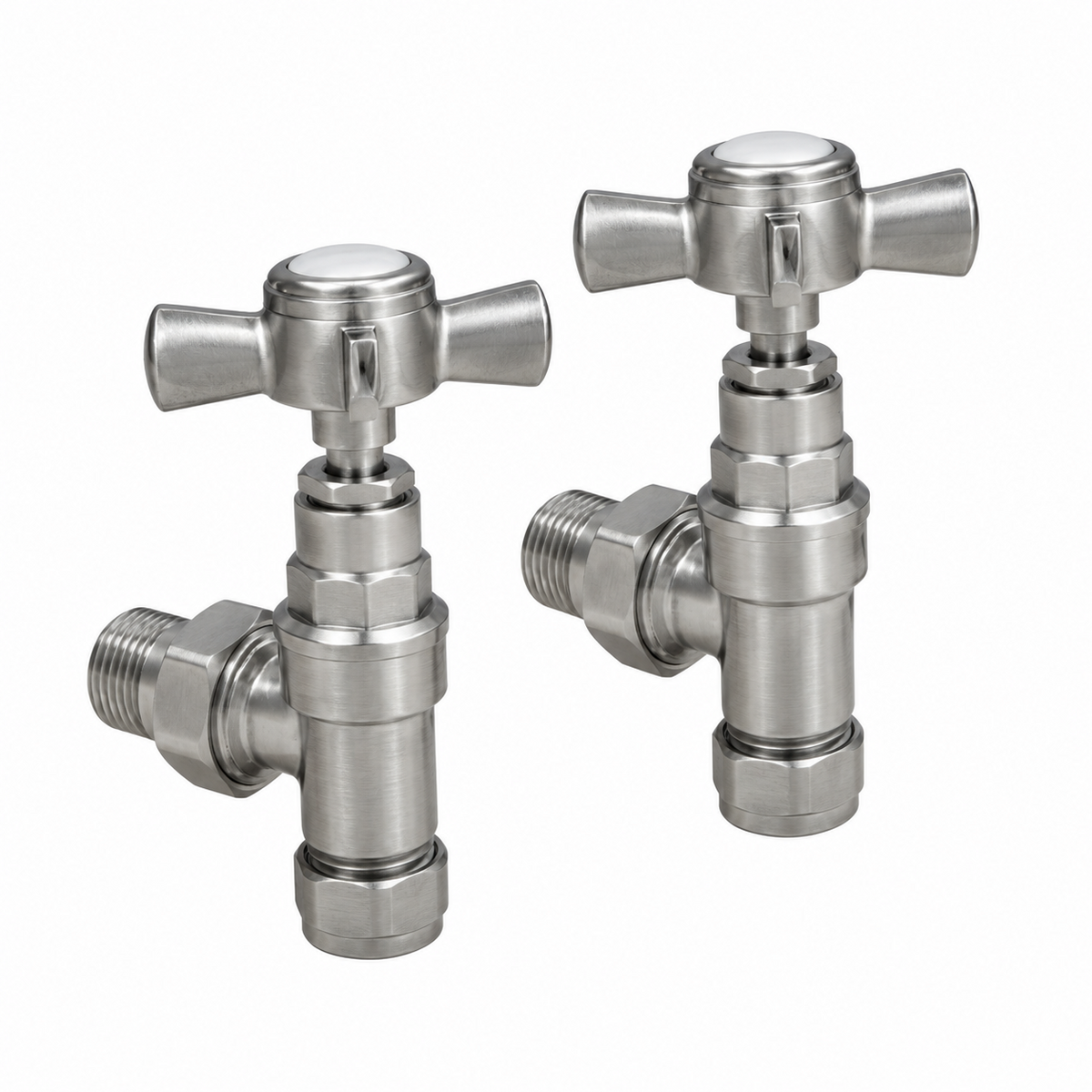 brushed nickel traditional angled radiator valves