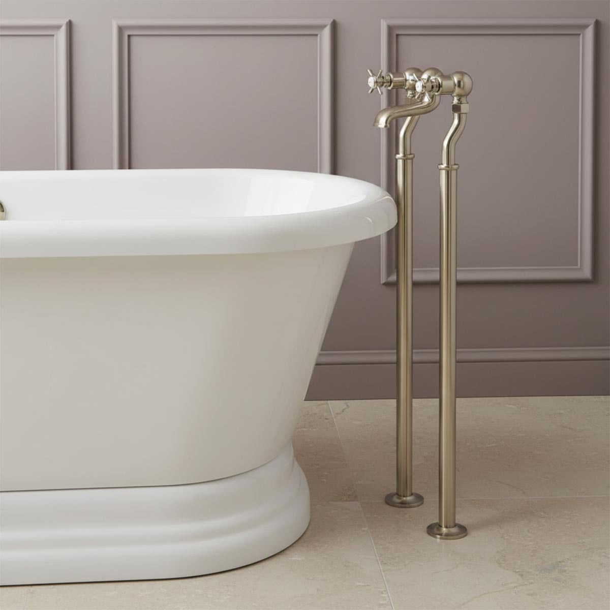 brushed nickel bath tap free standing 