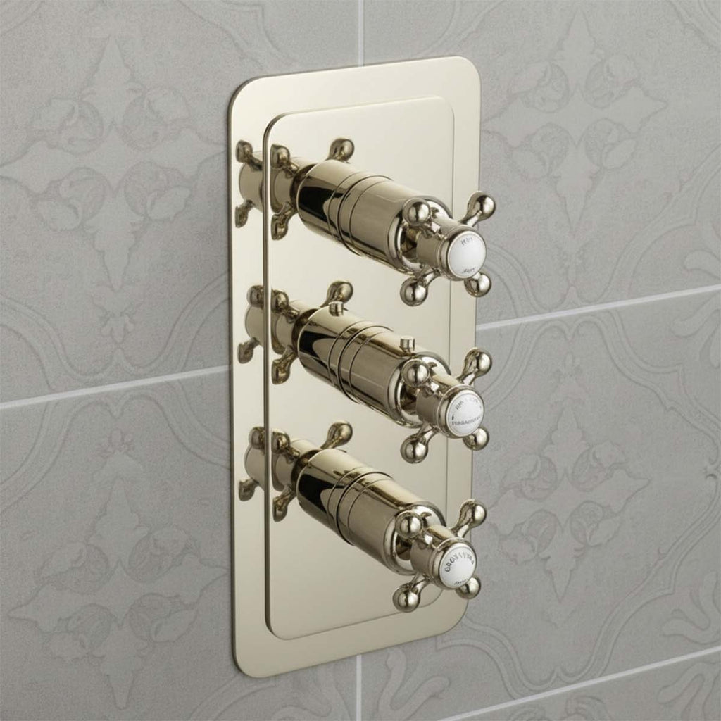 brushed nickel concealed shower valve 3 outlets